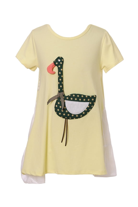 Girls' Sweet T-shirt with Swan Applique RH2281