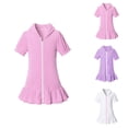 thumbnail image 1 of Girls Swim Cover Up Beach Dress for Girls Girls Hooded Zip Coverups Swim Beach Dress Summer Short Sleeve Bathing Suit Bathrobe Lightweight, 1 of 8