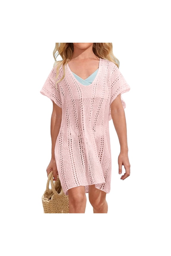 Girls Swim Cover Up Crochet Swimsuits Kids Swimwear Beachwear Tops