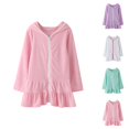 Swim Robe Girls Swim Cover Up Hooded Zip Beach Dress Towel Robe Long Sleeve Quick ...