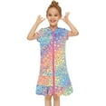 thumbnail image 1 of Girls Swim Cover Up, Kids Swimsuit Coverup Zip-Up Beach Bathing Suit Robe for 3-11 Years, Hooded Towel Robe for Pool and Beach, 1 of 3