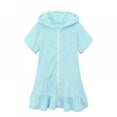 thumbnail image 1 of Girls Swim Cover Up Kids Swimsuit Coverup Zip-Up Beach Bathing Suit Robe, 1 of 2