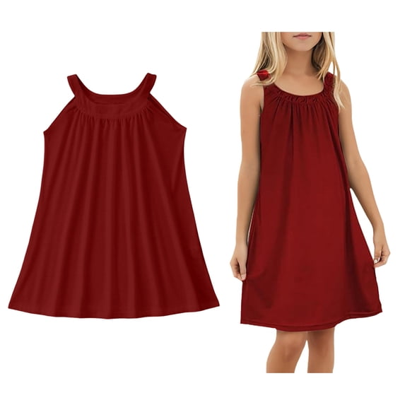 Girls Swim Cover Up Sleeveless Tank Halter Dresses Quick Dry Summer Dress Girls Beach Cover Ups 7-8 Years