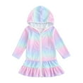 thumbnail image 1 of Girls Swim Cover Up Terry Zip-Up Hoodie Swimsuit Coverup Beach Bathing Suit Wraps Ruffled Swimwear Cover-Ups & Wraps (3-4 Years, Multicolor #1), 1 of 2