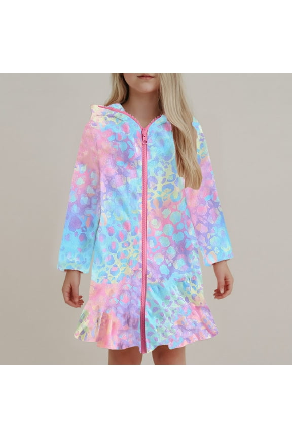 Girls Swim Cover Up Toddler Summer Swimsuit Coverup Kids Hooded Beach Towels Bathing Suit Wrap Girls Long Sleeve Swimsuits Size 7-8