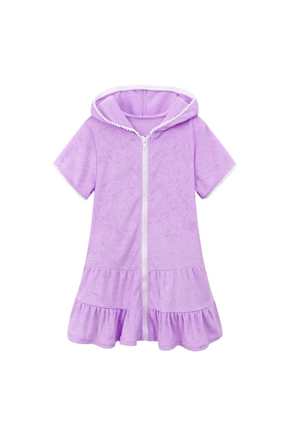 5T Swimsuit Girls One Piece Toddler Girls Boys Swim Cover Up Terry Cloth Swimsuit Coverup Wraps Zipper Bathing Suit Pool Beach Poncho Cover-Ups