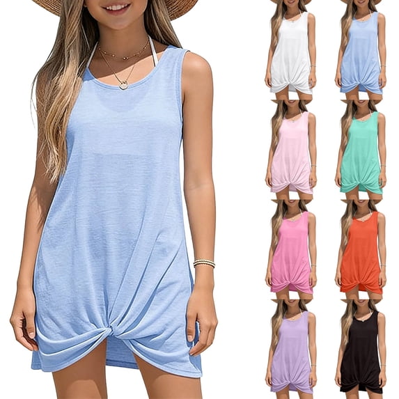 Girls Swim Cover Up UV Protection Sleeveless Swimsuit Coverup Beach Dress Summer Quick Dry