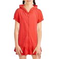 thumbnail image 1 of Girls Swim Cover up - Full Zip Hooded Ruffled Dress Kids Towel Cloth Bathrobe, Swimwear Coverup Dress Ribbed One-Piece Swimsuit 8, 1 of 4