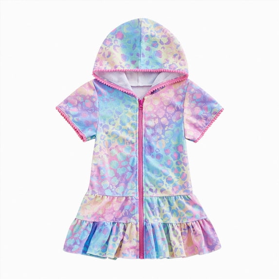 Girls Swim Cover up Zip-up Kids Swimsuit Coverup Beach Bathing Suit