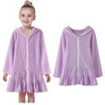 thumbnail image 1 of Girls Swim Coverups Kid Girls Beach Towel Robe Cover Up Dress Absorbent Zip Hooded Terry Cloth Robes For Kids, 1 of 7