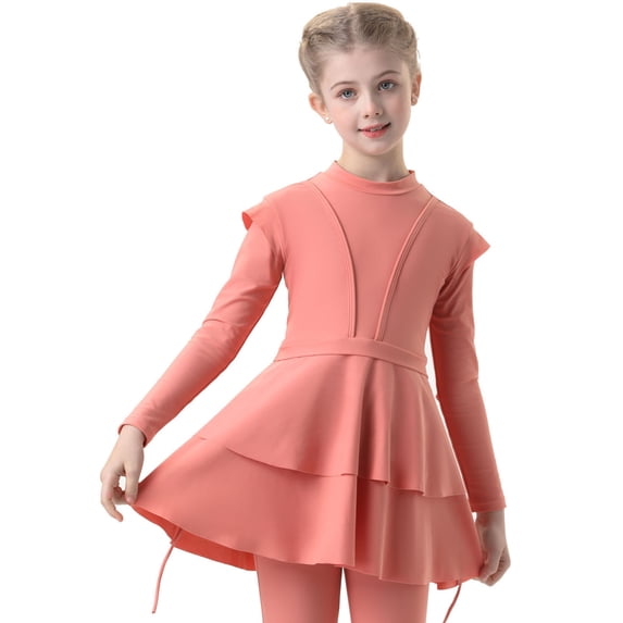 Girls Swim Dress 3pc Kids Swimsuit for Girls Full Body Swimming Top Pants Cap Rash Guard Sets Gilrs 3T