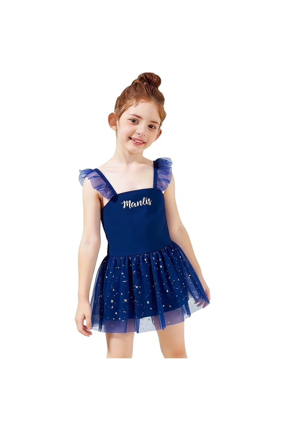 Girls Swim Dress Floral Mesh Tutu Skirts for Kids Girl's Swimsuit One-Pieces Swimwear Outfit