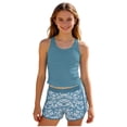 thumbnail image 1 of Girls Swim Shirt and Shorts Set Tween Bathing Suits Girls Swimsuit Kids Bathing Suit 3 Pieces Bikini Set with Shorts Adjustable Swimwear Size 10-12, 1 of 5