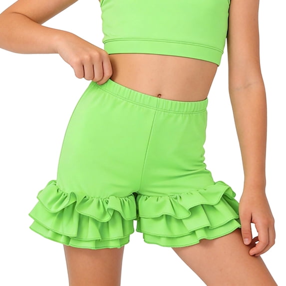 Girls Swim Shorts High Waisted Ruffle Board Shorts for Kids Quick Dry Bottoms Mint Green Beachwear Sizes 3-12 Years,Size 11-12 T