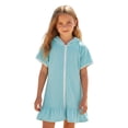 thumbnail image 1 of Girls Swim Suit Cover Up Zipper Hooded Green Terry Cloth Swim Cover Up Girls Swim Dresses Girls Cover Ups 7-8 Years, 1 of 7