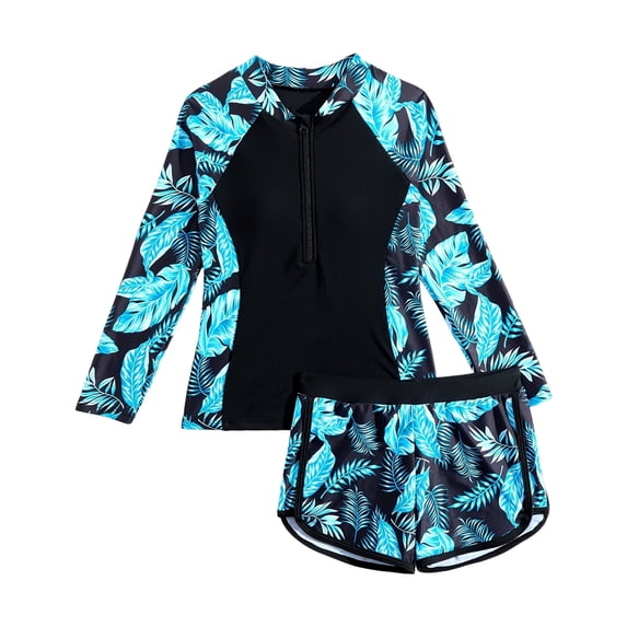 Girls Swim Suits 10-12 Girls Rash Guard Two Pieces Swimsuit Long Sleeve Bathing Suit for 3-10 Years