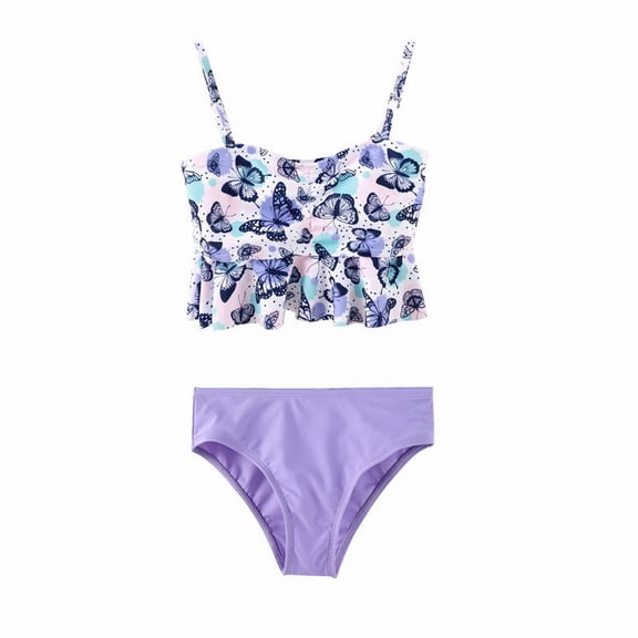 Girls Swim Suits 10-12 Girls Swimsuit V Neck Bikini Set Color Block with Cover Up 2Pcs Bathing Suits