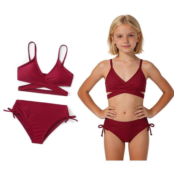 Girls Swim Suits Two Piece Bikini Sets Quick Dry Swimwear Cute Bathing Suits 6-7 Years