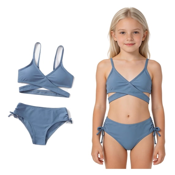 Girls Swim Suits Two Piece Bikini Sets Quick Dry Swimwear Bathing Suits 8-9 Years