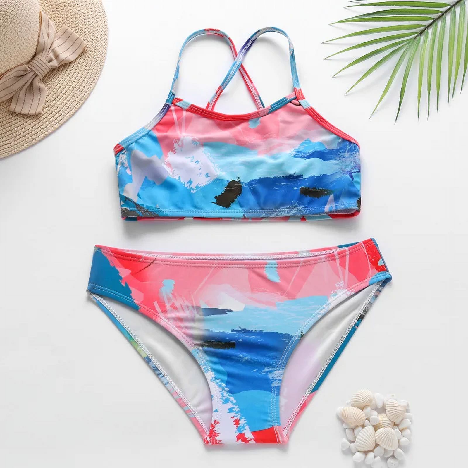 Girls Swim Twopiece Suits Bikinis Print With Flower Girl Bikini Set