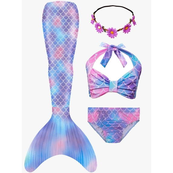 Girls Swimming Mermaid Tail Kids Mermaid Swimwear Sea Costume 7-8Years