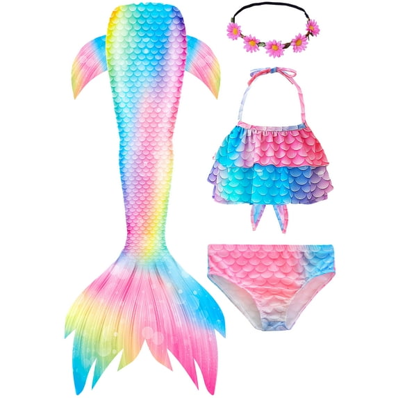 Girls Swimming Mermaid Tail Sets Kids Mermaid Swimsuit