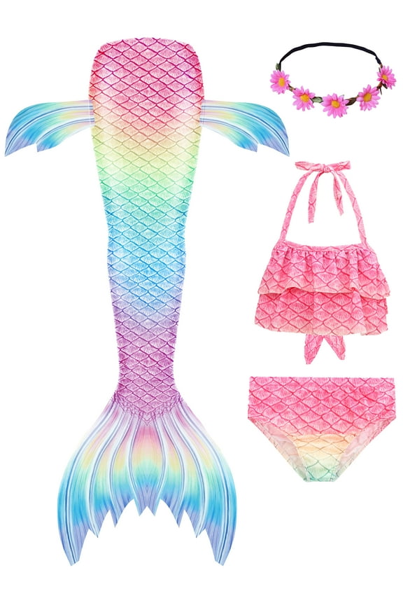 Girls Swimming Mermaid Tail Sets Kids Mermaid Swimsuit