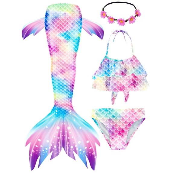 Girls Swimming Mermaid Tail Sets Kids Mermaid Swimsuit