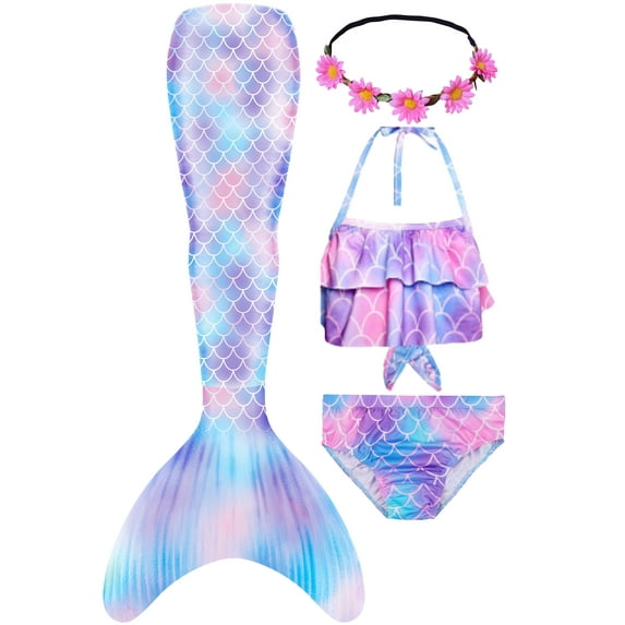 Girls Swimming Mermaid Tail Sets Kids Mermaid Swimsuit