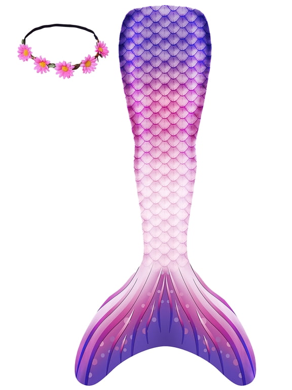 Girls Swimming Mermaid Tail Swimsuit Mermaid Costume Single Tails 10-13Years