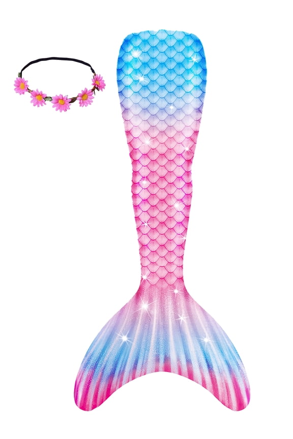 Girls Swimming Mermaid Tail Swimsuit Mermaid Costume Single Tails 10-13Years