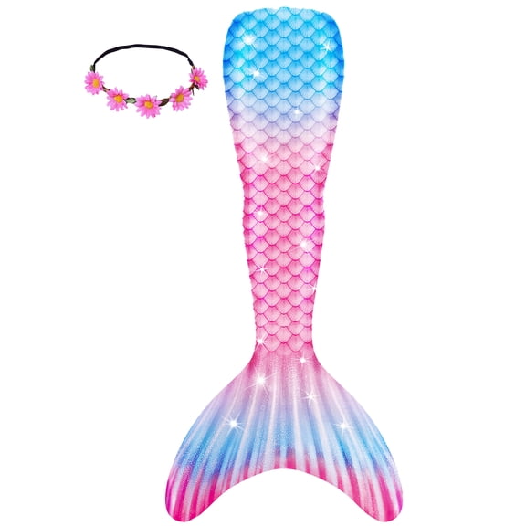 Girls Swimming Mermaid Tail Swimsuit Mermaid Costume Single Tails 10-13Years