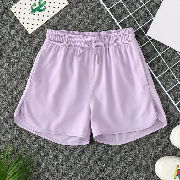Girls Summer Shorts 2025 Elastic Waist Workout Running Lightweight Shorts Kids Summer Quick Dry Breathable Pants
