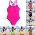 thumbnail image 1 of Girls Swimsuit 1 Piece Padded Bathing Suit Quick Dry Summer Swimwear Cross Shoulder Strap Girls Swimsuit 15-16 Years, 1 of 7