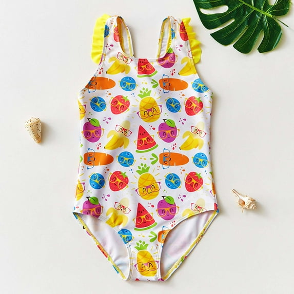 Girls' Swimsuit 1pc Swimsuits Swimming Summer Swimsuit Swimsuit Children Bikini Swimwear with Adjustable Shoulder Straps for Swimming Lessons Girls Bathing Suit Size 7-8