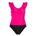 thumbnail image 1 of Girls Swimsuit 2 Piece Bathing Suit Criss Cross Ruched Tankini Sets High Waisted Girls' Swimwear/Hot Pink, 1 of 4