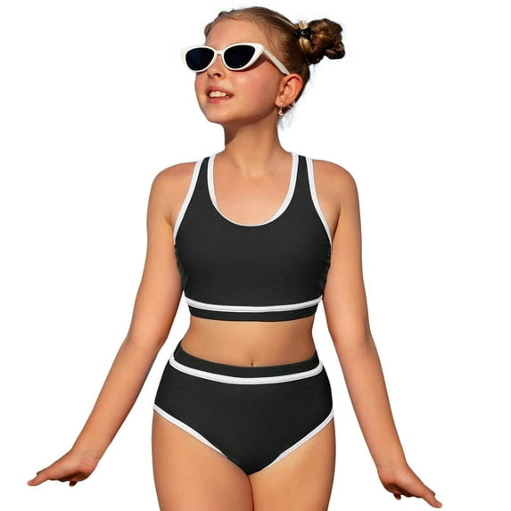 Girls Swimsuit 2 Piece Bathing Suits Cute Quick Dry Bikini Tankini Sets Teen Bathing Suits For Girls 12-14