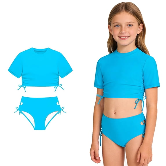 Girls Swimsuit 2 Piece Bikini Set Adjustable Drawstring Swimsuit Summer Swimsuit Girls Size 5-6 Years Swimsuit