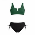 thumbnail image 1 of Girls Swimsuit 2 Piece Cutout Girls' Swimwear Top High Waisted Bottom Bathing Suits for Teens/Dark Green/8Y, 1 of 4