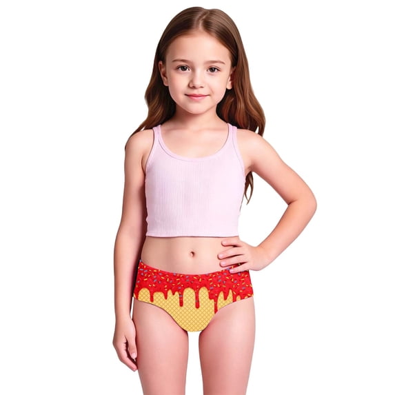 Girls Swimsuit 2 Piece Sporty Adjustable Straps Modest Bikini Bathing Suit with Shorts Color Block Swimwear Ice Print Swimsuit Kids Bikini Two Piece Bathing Summer Beach Pool Outfit