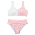 thumbnail image 1 of Girls Swimsuit 2 Pieces Splicing Color Beach Kids Bikini Set 7-14T, 1 of 6