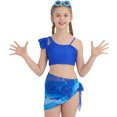 thumbnail image 1 of Ardorlove Girls Swimsuit 3 Pcs Bathing Suits Ruffle Sleeve Swimwear Tropical Print Cover Up Skirt Kids Teen Bathing Suit 9-16 Years, 1 of 9