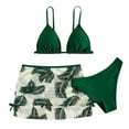 thumbnail image 1 of Girls Swimsuit 3 Piece Bathing Suit Soild Bikini Tops Underpants Print Skirt Set Teen Swimsuits, 1 of 5