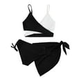 thumbnail image 1 of Girls Swimsuit 3 Piece Bathing Suits Criss Cross Color Block High Waisted Bikini Set with Beach Cover Up Girls' Swimwear, 1 of 8