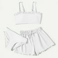 thumbnail image 1 of Girls Swimsuit 3 Piece Bikini Set Sleeveless Solid Color Bathing Suit Briefs White 14-16 Years, 1 of 3