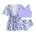 thumbnail image 1 of Girls Swimsuit 3 Piece Outfit With Cover Up Bikini Kids Beach Pool Party Summer Vacation Bathing Suits Girls Purple 3 Years-4 Years, 1 of 7