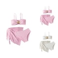 thumbnail image 1 of Girls Swimsuit 3 Piece Swimwear Girls Long Sleeve Rash Guard Swim Shirt with Bikini Bottom and Skirt Sun Protective Bathing Suit for Pool and Beach, 1 of 7
