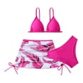 thumbnail image 1 of ﻿ Girls Swimsuit Adjustable Straps 3 Piece Bathing Suit Summer Leaf Printed Bikini Set with Cover Up Skirt, 1 of 4