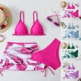 thumbnail image 1 of ﻿ Girls Swimsuit Adjustable Straps 3 Piece Bathing Suit Summer Leaf Printed Bikini Set with Cover Up Skirt, 1 of 4