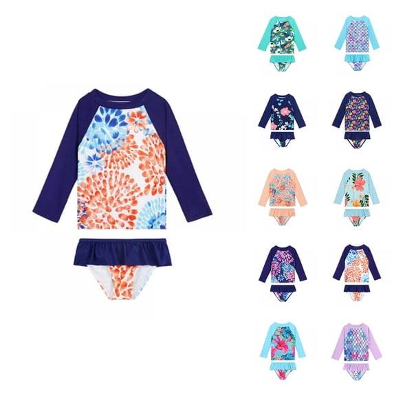 Girls Swimsuit Athletic Bikini Girl's 2 Piece Swimsuit High Waist Bathing Suit Matching Cover Up Set Quick-Dry Performance Swimwear for Children